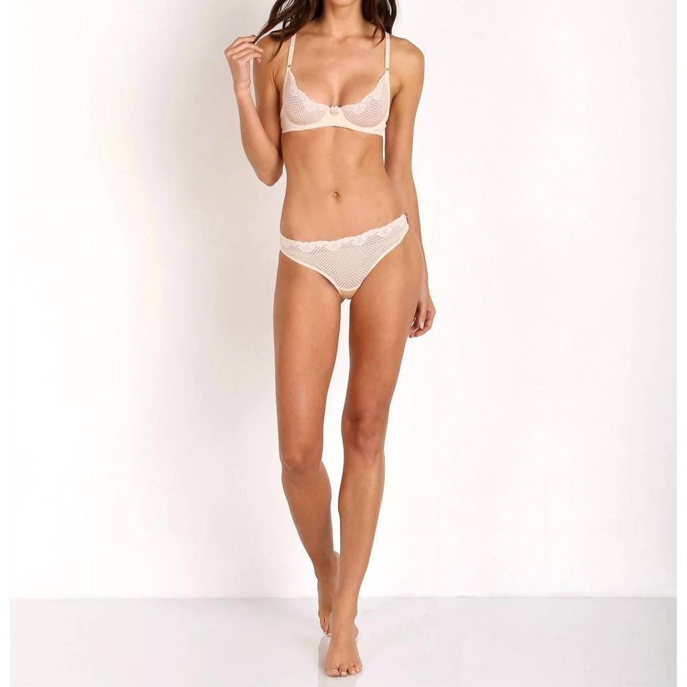 NEW TIMPA LINGERIE duet lace low rise thong in nude